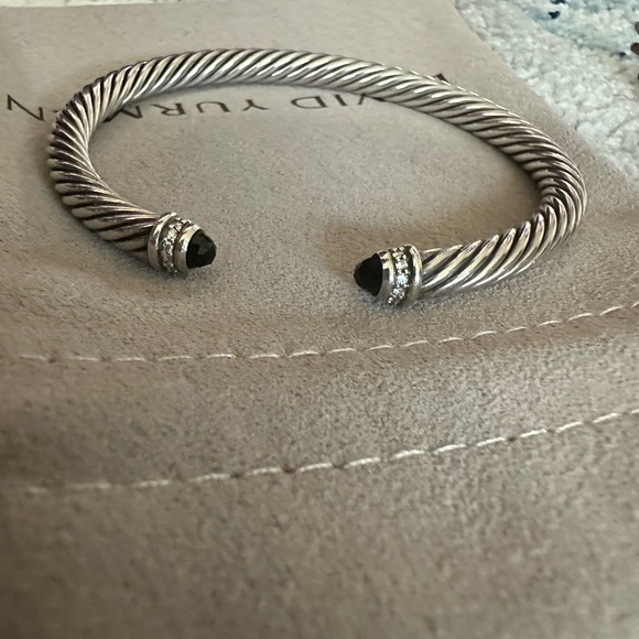David Yurman 5mm Classic Cable Bracelet w/Black Onyx & Diamonds - Picture 14 of 15